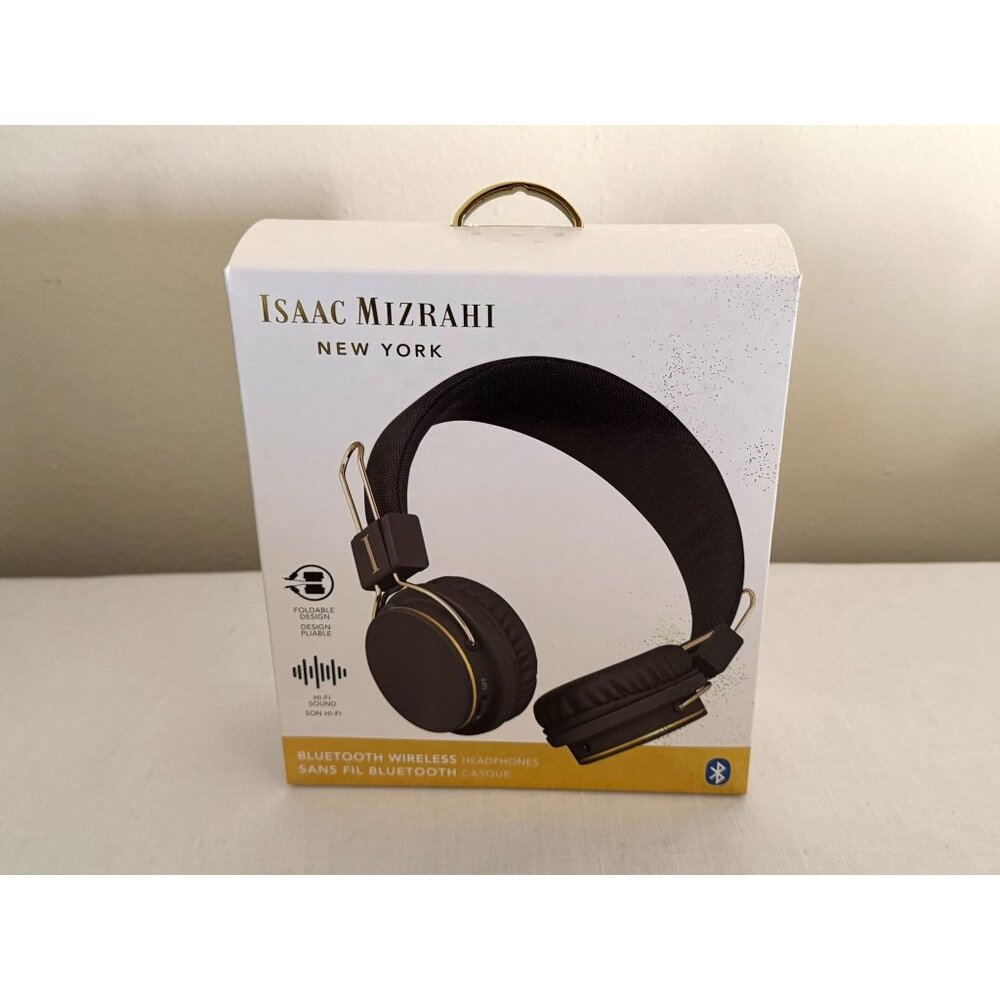 Isaac Mizrahi New York Bluetooth Headphones Black Foldable Wireless With Mic